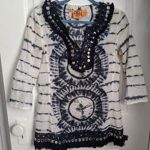 Tory Burch tunic tie-dye with mirrors
